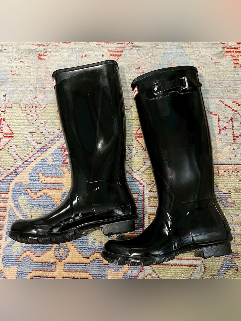 Hunter Tall Gloss Waterproof Rain Boots in Black - Picture 6 of 10